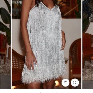 Disco Fever Silver Fringe Dress